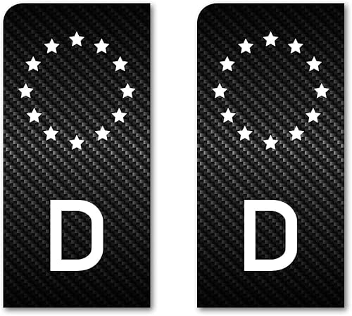 2x EU-Feld Kennzeichen Sticker Aufkleber Motorrad Nummernschild Carbon Schwarz Waschstrassenfest UV-Beständig