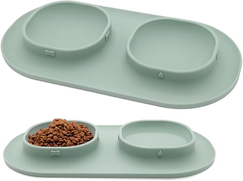 Miniatura 1 de Cuencos de comida para perros y cuencos de agua para perros con antiderrames y antideslizantes, cuencos con tapete para perros pequeños, medianos y