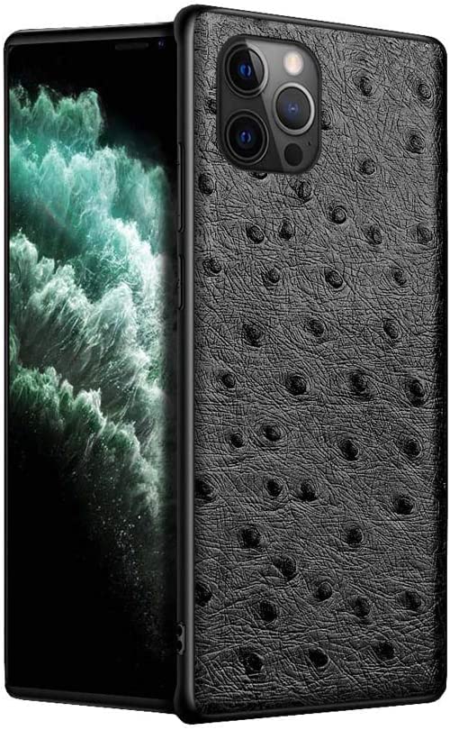 Étui en cuir véritable iPhone 12 Pro Max antichoc dos surélevé - 7