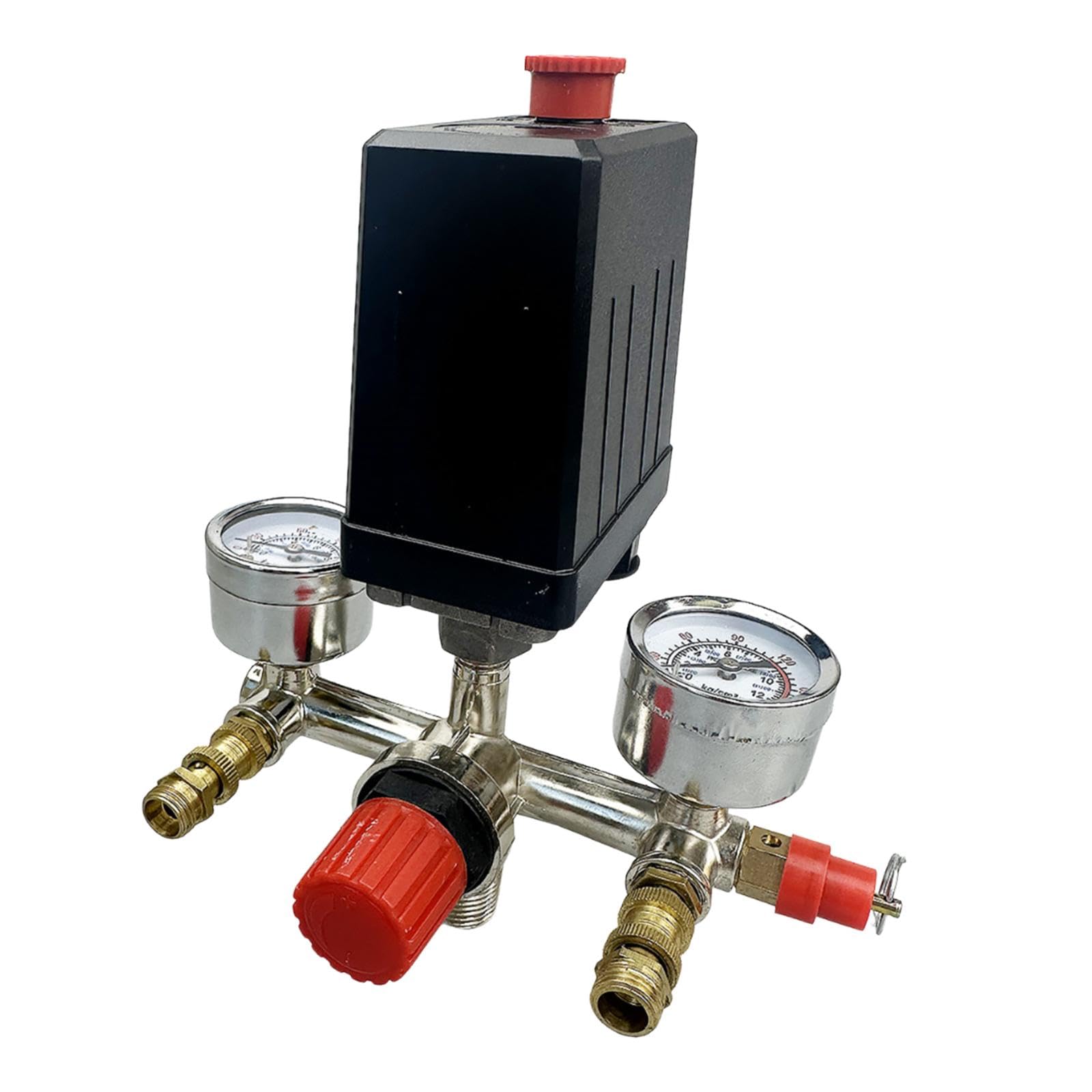 F Fityle Válvula de control del interruptor de presión del compresor de Control de presión preciso Robusto Multiuso claras Mejorado 90-120 PSI, Calibre de Cromado
