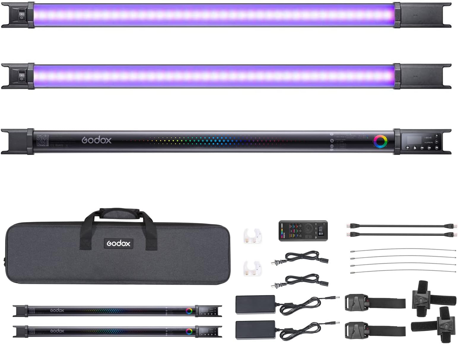 GODOX TL60 CRI 96 TLCI 98 RGB 2.4G Wireless Tube Light, Support APP /DMX Control (2 Pieces)