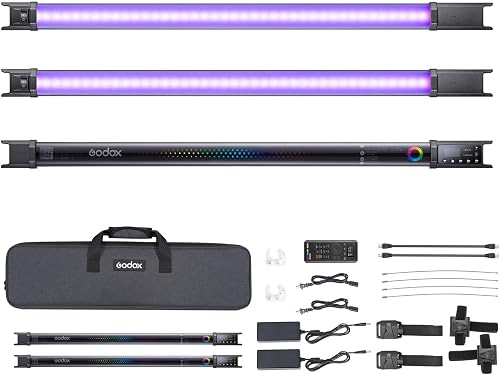 GODOX TL60 RGB Tube Light,CRI 96 TLCI 98,Color Temper 2700K~6500K,100% Brightness (LUX),39 FX Effects,2.4G Wireless,Support APP Control/DMX Control (2PCS)