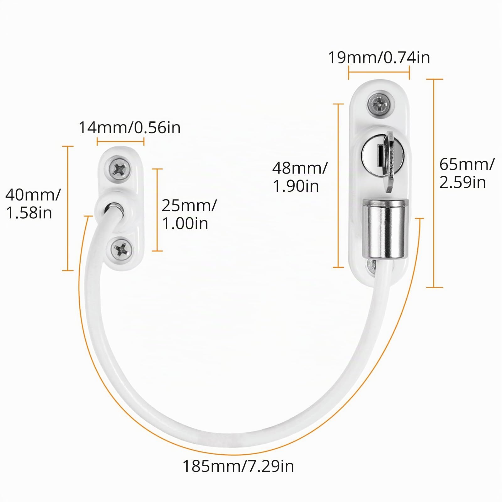 Neoteck 4pcs Entrebâilleur de Sécurité Fenêtre Bébé à Clé – Câbles Verrouillables en Métal Amélioré – Limiteur Ouverture Fenêtre et Porte pour Enfants, PVC, Aluminium, Maison