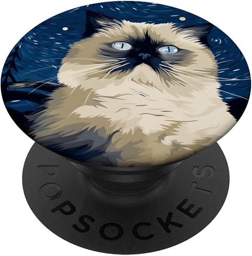 Himalayan Cat Starry Night Painting Men Women Kids PopSockets Swappable PopGrip