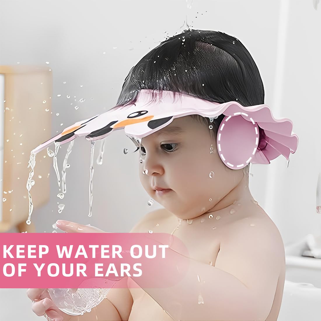 1 Pc Chapeau Douche Bébé,Réglable Visière Bonnets De Bain,Casquette De Bain Bebe,Casquette De Bain,Bonnet De Douche Enfant Pour Enfants Protection Des Yeux Et Visage De Shampooing(Rose)