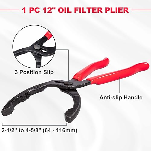 Miniatura 7 de Spurtar Juego de 5 llaves giratorias para filtro de aceite + 3 llaves de filtro de aceite de mandíbula, herramienta universal de extracción de