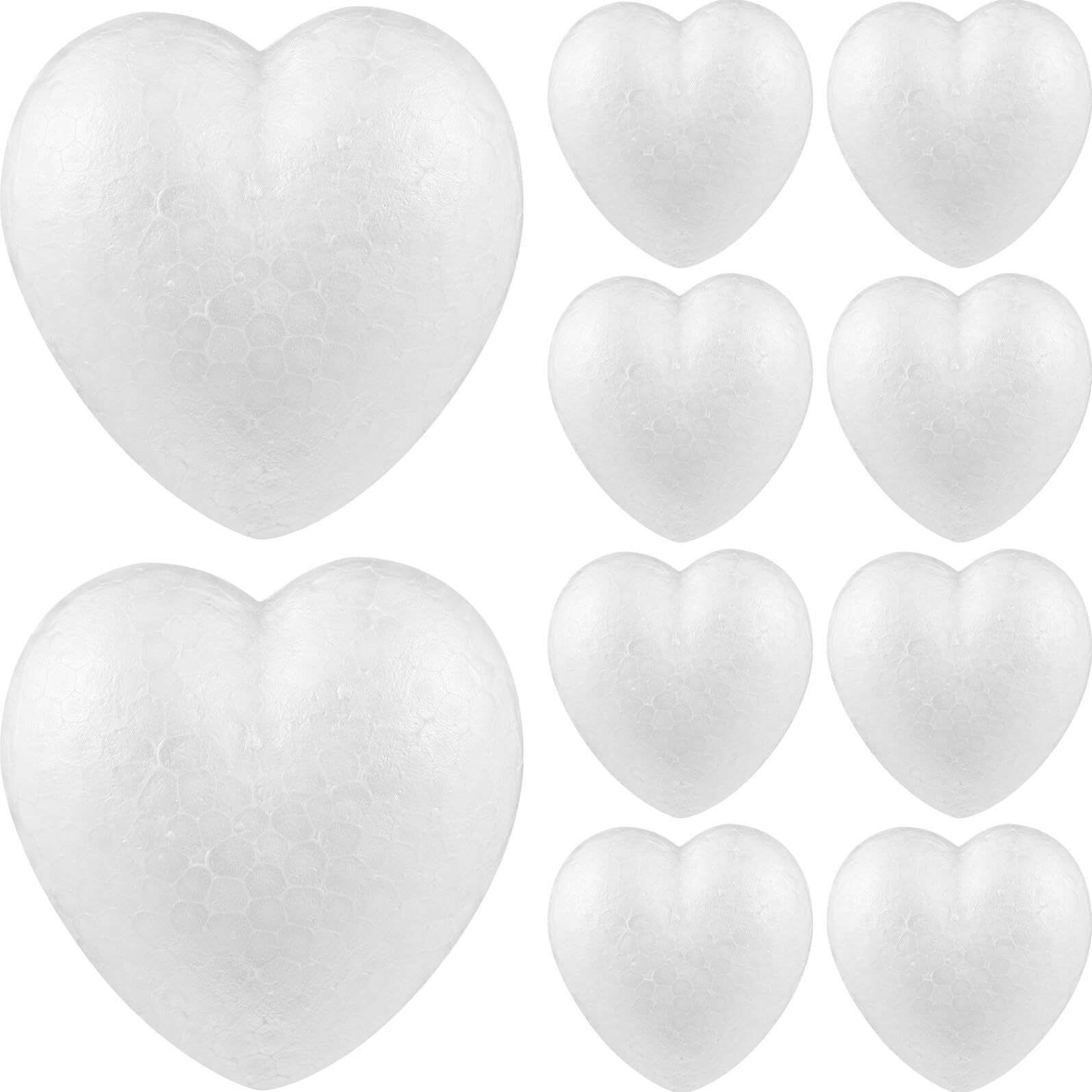 Cœurs en Mousse Cœur Blanc 10 Pièces 8,5cm Décoratifs