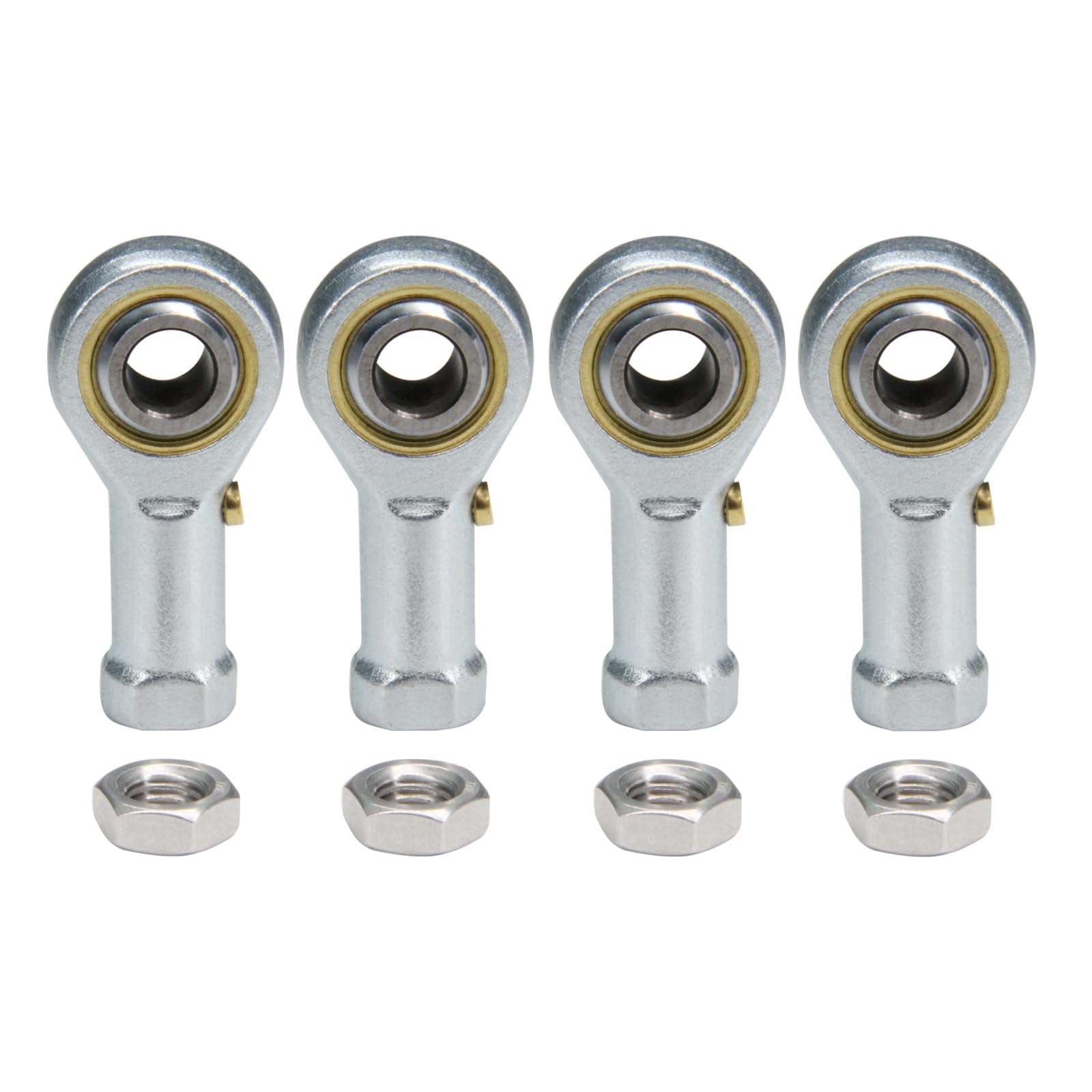 Befenybay 4pcs PHSB5 Rod End Bearings 5/16-inch Bore Pre-Lubricated Bearings 5/16-24 Female Thread Right Hand with Jam Nuts