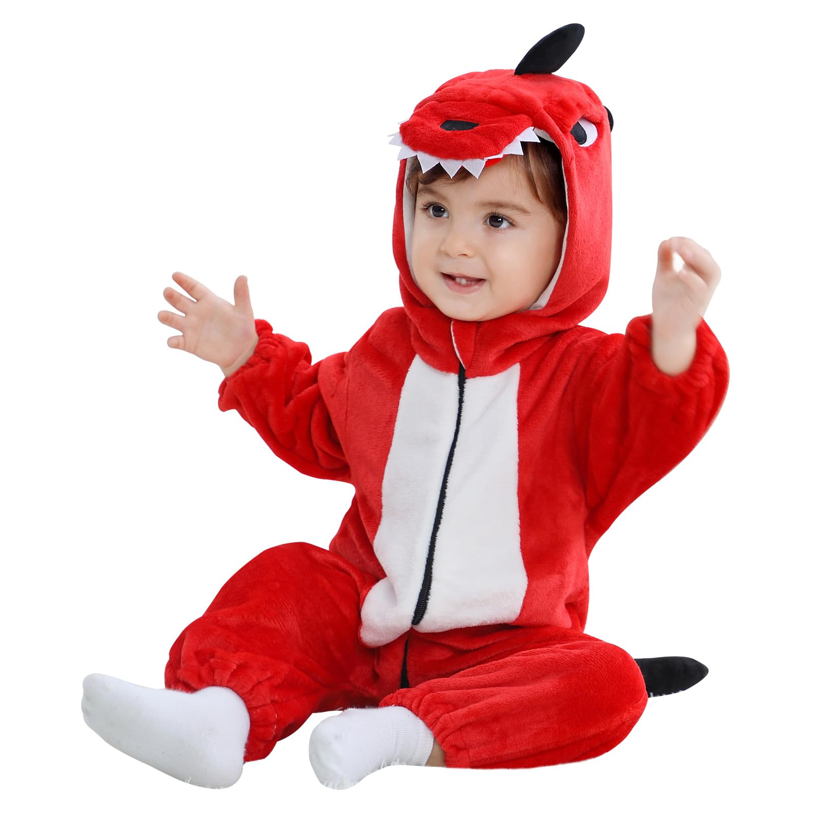 Unisexe Grenouillère Combinaison Bébé Pyjama Déguisement Animal Barboteuse à Capuche Costume pour Bébé Fille Garçon 0-24 Mois