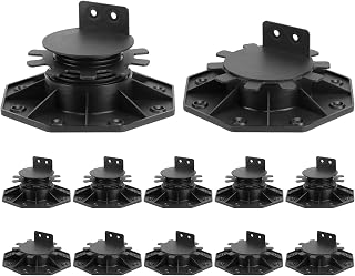 QWORK Adjustable Deck Support Pedestal - 12 Pack Height Adjustable from 1-3/16" to 2-3/8", Deck Foundation Base Support