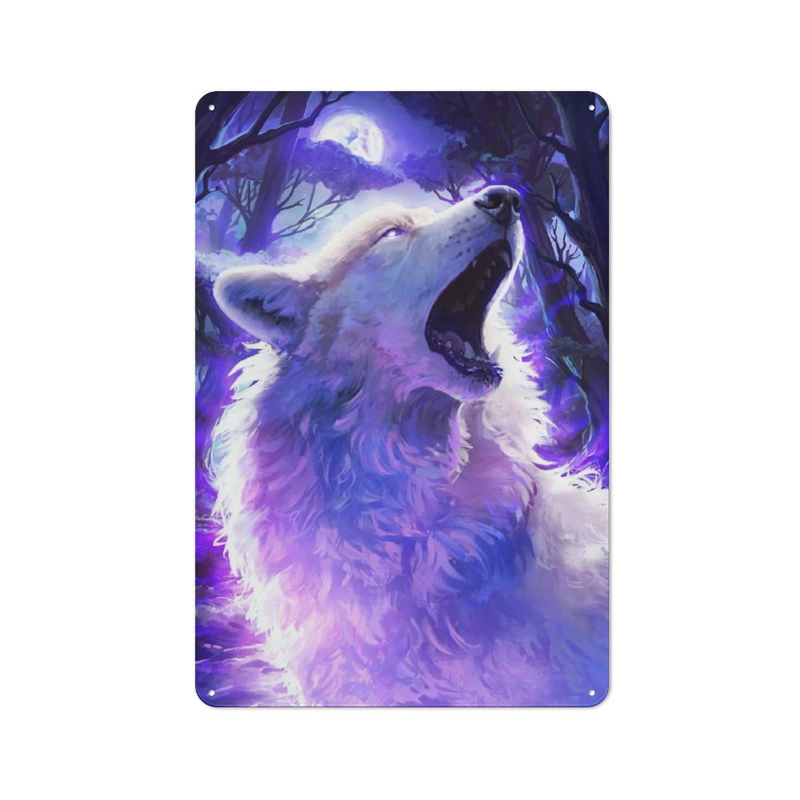 Junmoney Howling Magical Wolf Tin Sign 30X20cm With For Home Bar Wall, Vintage Decor, Wall Decoration For A Recently Updated Home Bar
