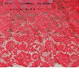 36' Floral Lace Embroidery Guipure Fabric Wedding Bridal Dress Clothing (Red)