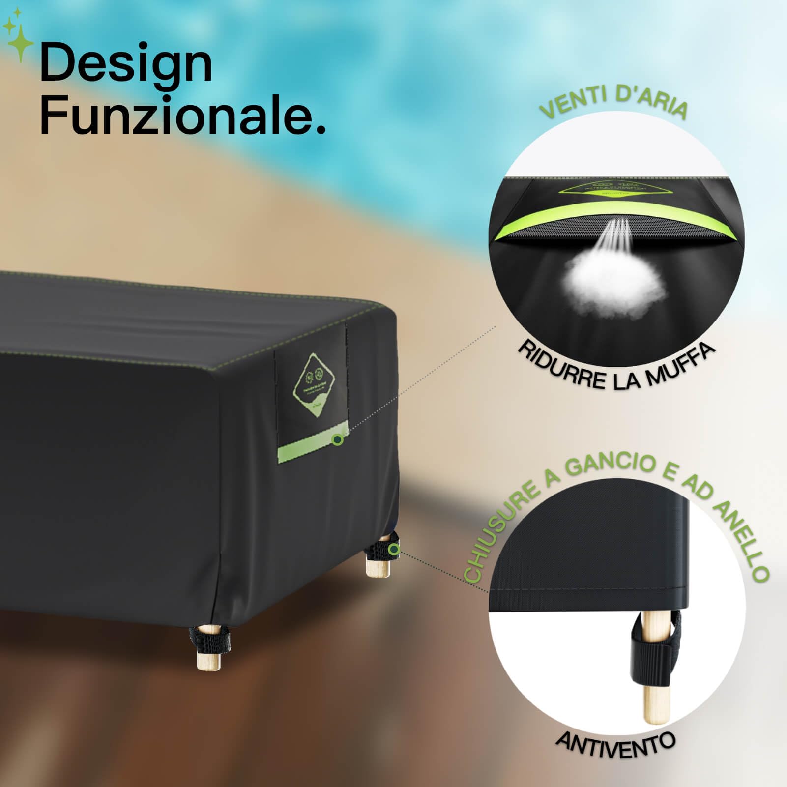 AWNIC 2 pezzi copertura protettiva per sdraio da giardino, copertura per sdraio in rattan, impermeabile 420D, 200 x 75 x 40/70 cm