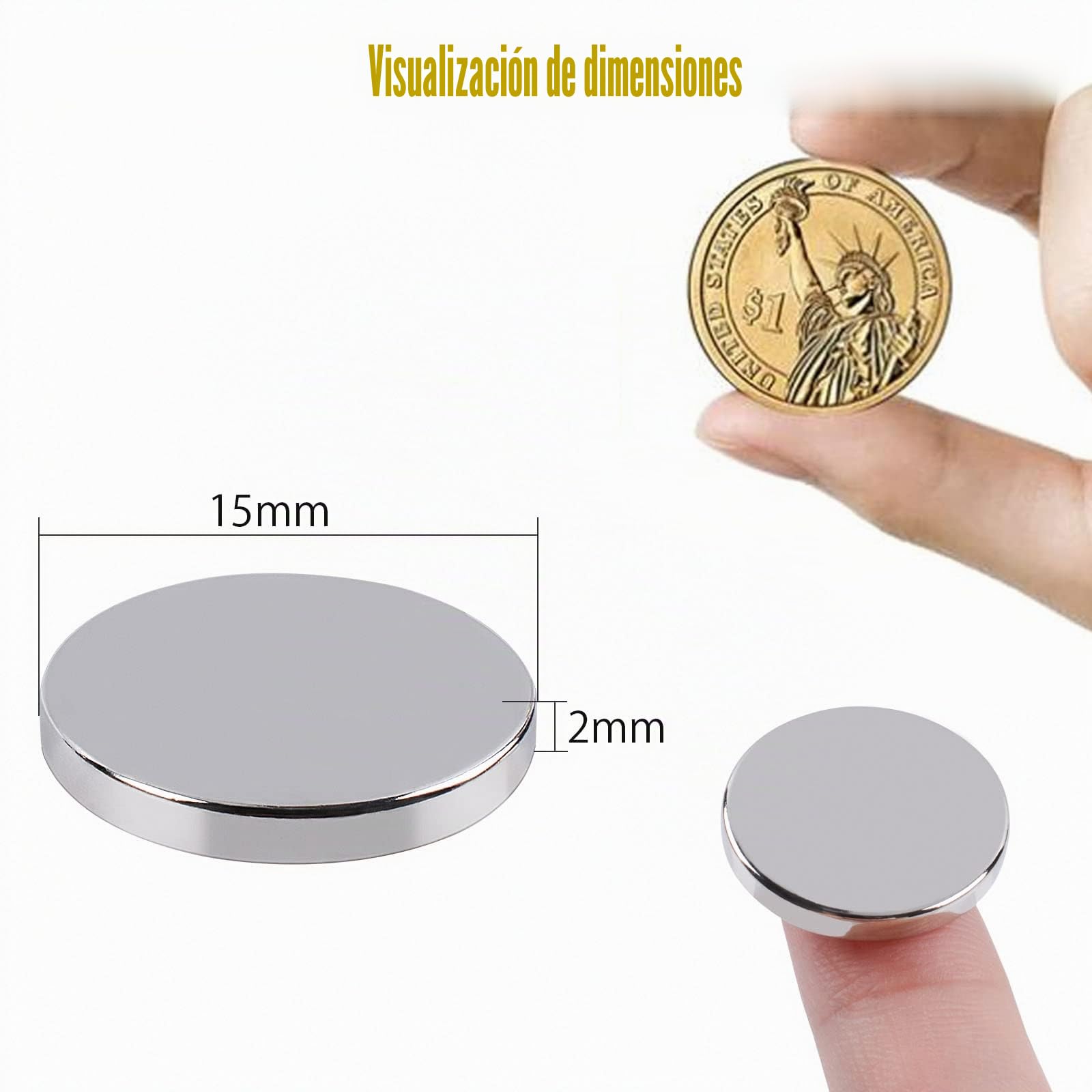 FPMYB 40PC Imanes de Neodimio 15 x 2 mm, Imán Pequeño Redondo Imanes Neodimio para Frigorífico, Pizarras Blancas, Fotos, Notas, Pizarra Magnética, Manualidades, Oficina Pinboard (Plata)