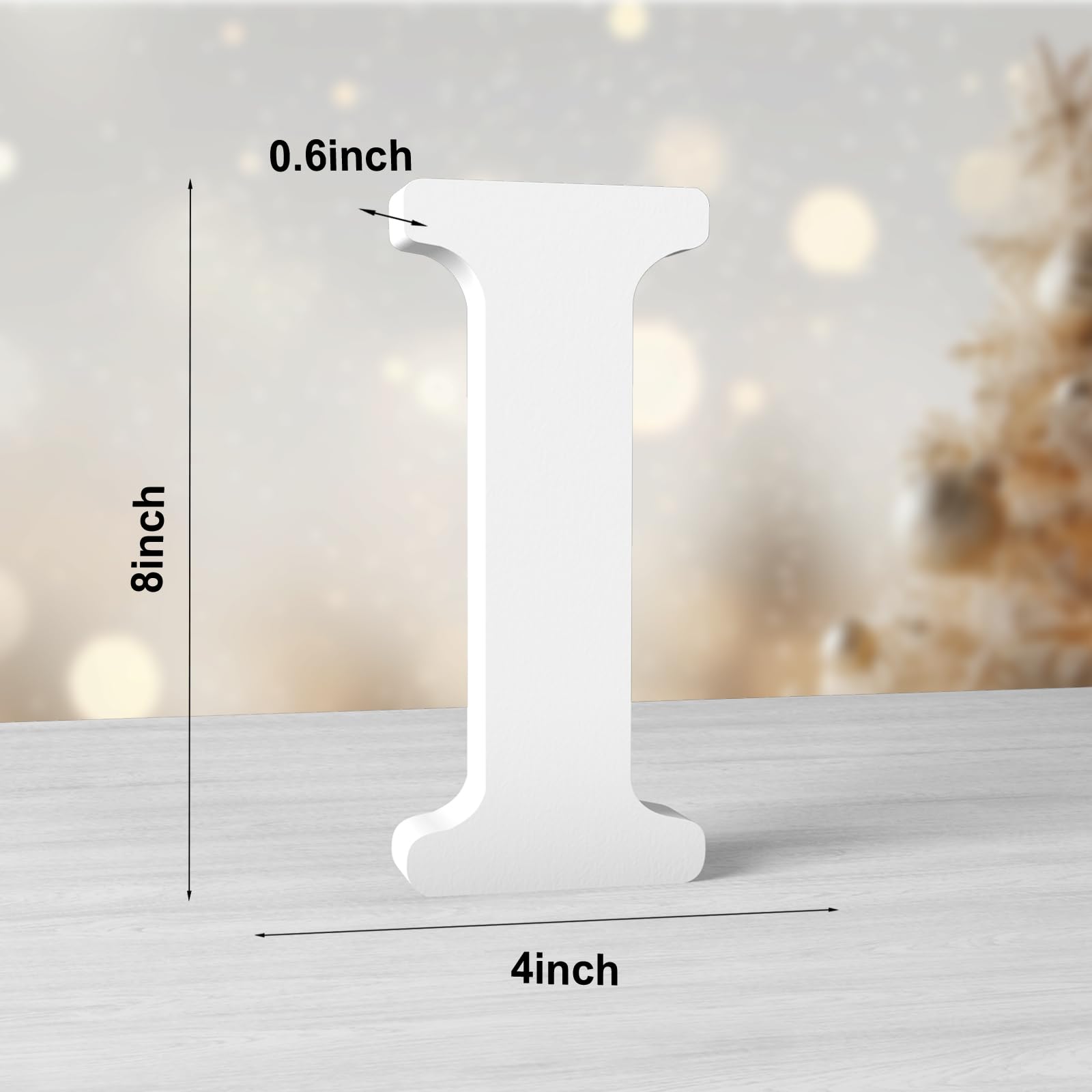 Aruatu 8 Inch White Wood Letters Unfinished Wood Letters for Wall Decor Decorative Standing Letters Large Letters for wall Decoration for Craft Home Party Projects (I) - Image 2