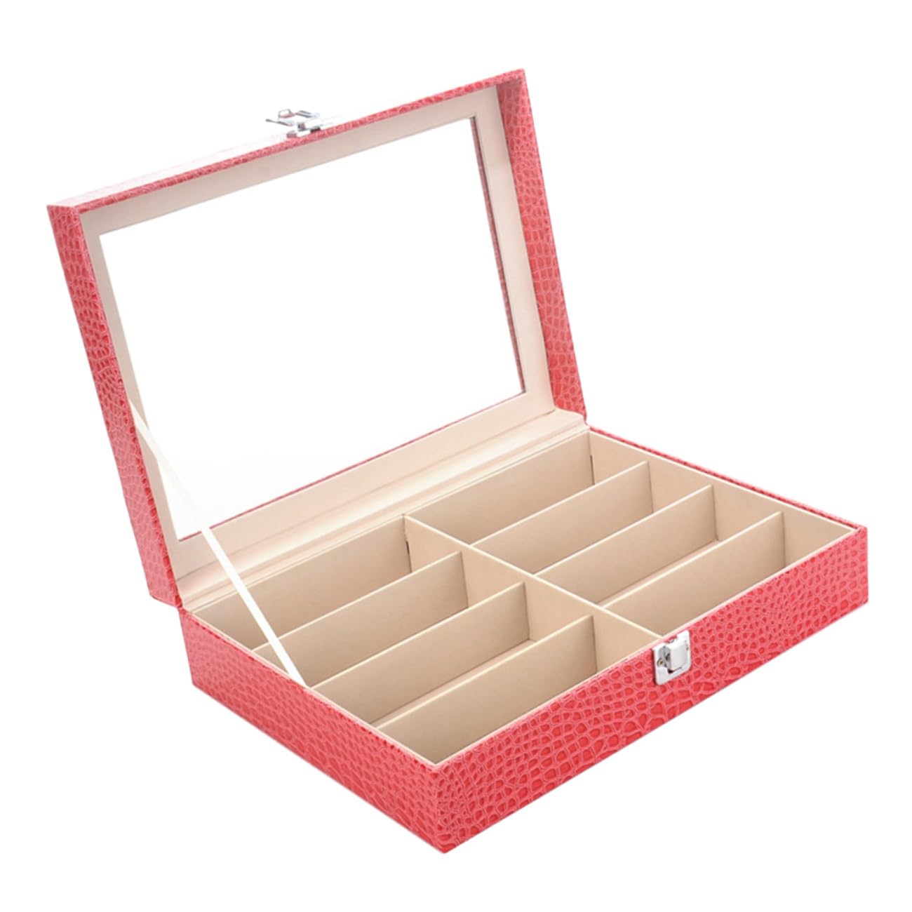 GALPADA 8 Slotów Wzór Ziarna Krokodyla Okulary Przeciwsłoneczne Schowek Na Okulary Skórzane Etui Na Okulary Gablota Do Przechowywania Organizer Do Przechowywania (rosy)