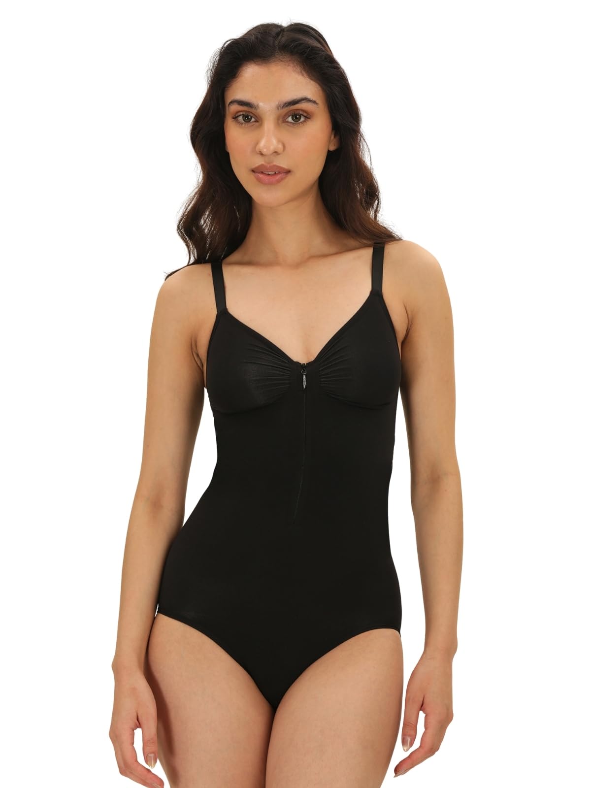 underneat Women Adjustable Straps Front Zip Brief Bodysuit Shaper-picture-15