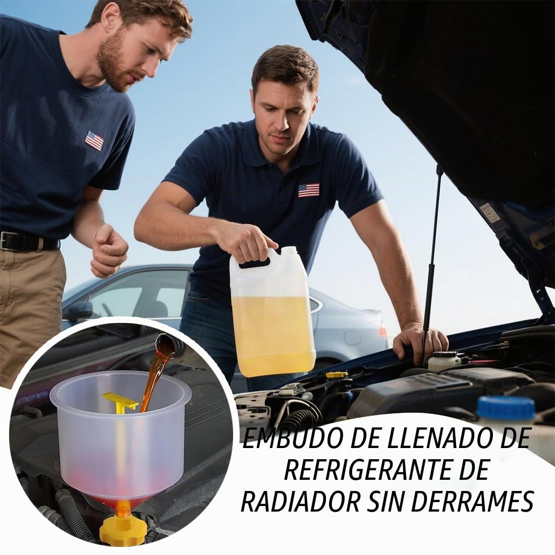 Kit Embudo de Llenado de Refrigerante Anti-Derrames 12 Piezas Universal para Radiador de Automóvil con Adaptadores Múltiples y Tubo de Extensión