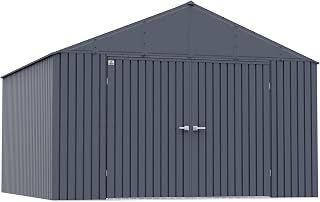 Arrow Shed Elite 12' x 12' Outdoor Lockable Gable Roof Steel Storage Shed Building, Anthracite