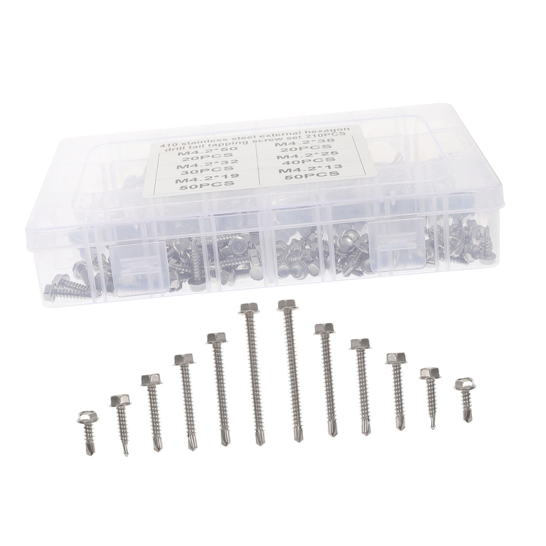 GLEAVI 1set Assortimento Viti Autoperforanti Acciaio Inossidabile Con Scatola Per Facile Organizzazione e Conservazione Viti Ad Alta Precisione e Resistenza Alla Corrosione Per Materiali