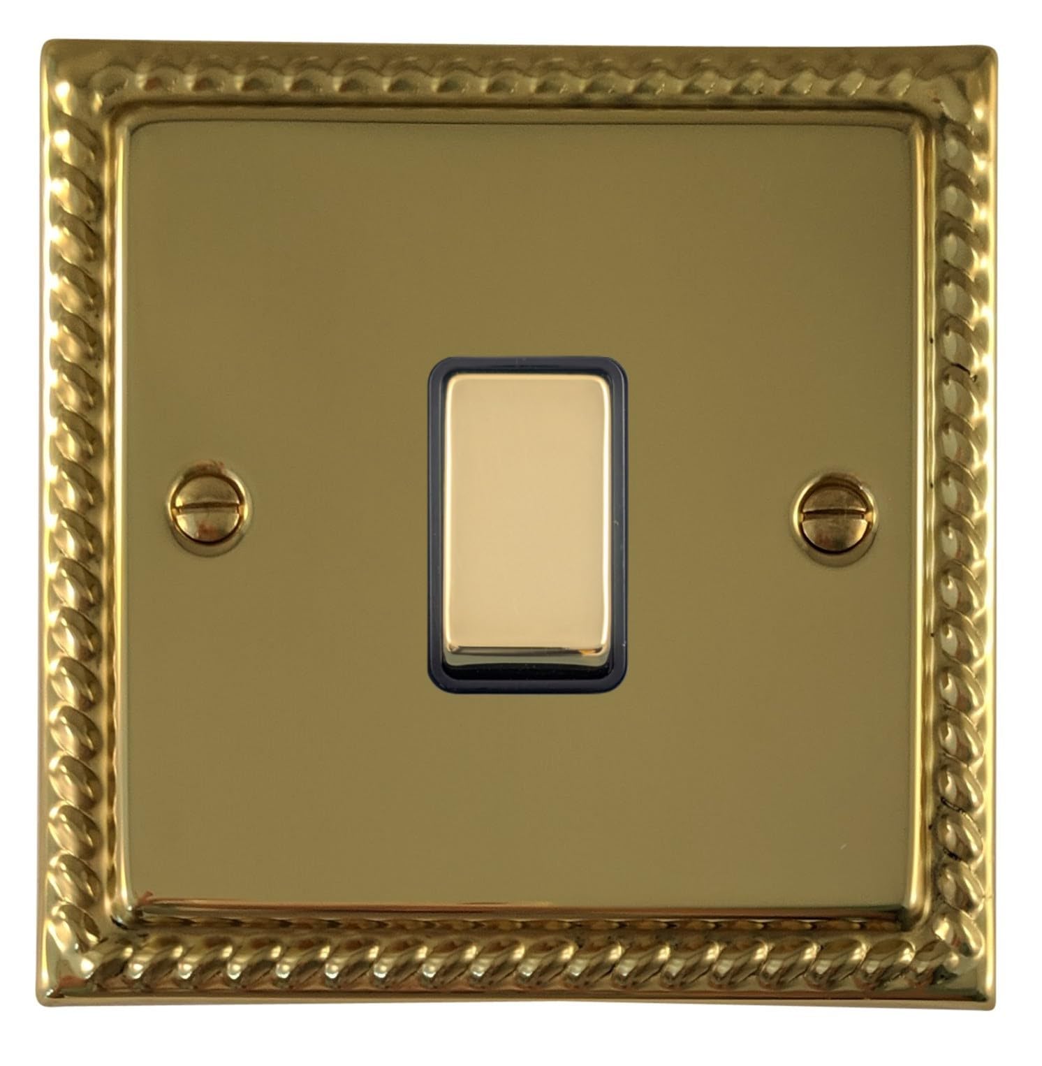 G&H Brassware Light G&H Mb305 Monarch Roped Polished Brass 1 Gang Intermediate Rocker Switch