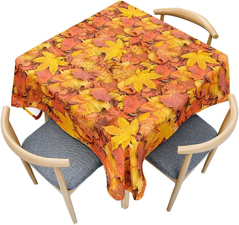 Tizhweqo Mantel Mesa Cuadrada Hoja de Arce, Manteles Antimanchas Otoño, 3D Impresión Mantel Impermeable Lavable para Cocina Salón Comedor, 140x140 cm Q.P3254