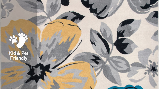 Tapete decorativo moderno floral crema 198x274 cm miniatura 7