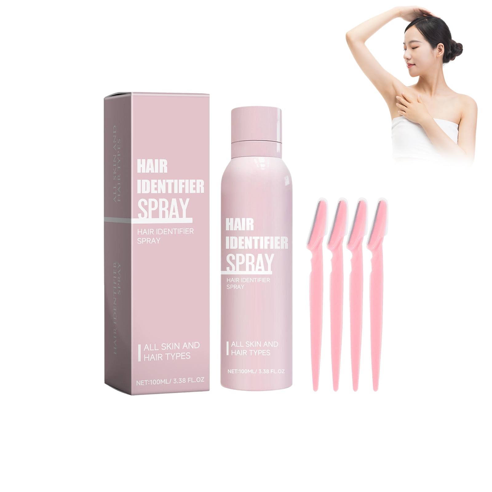 Hair Identifier Spray, Identyfikacja Włosów Do Oczyszczania Twarzy, 100 Ml, Szybkie Depilacja, Hamuje Wzrost Włosów, Odpowiedni Do Wszystkich Typów Skóry - Różowy