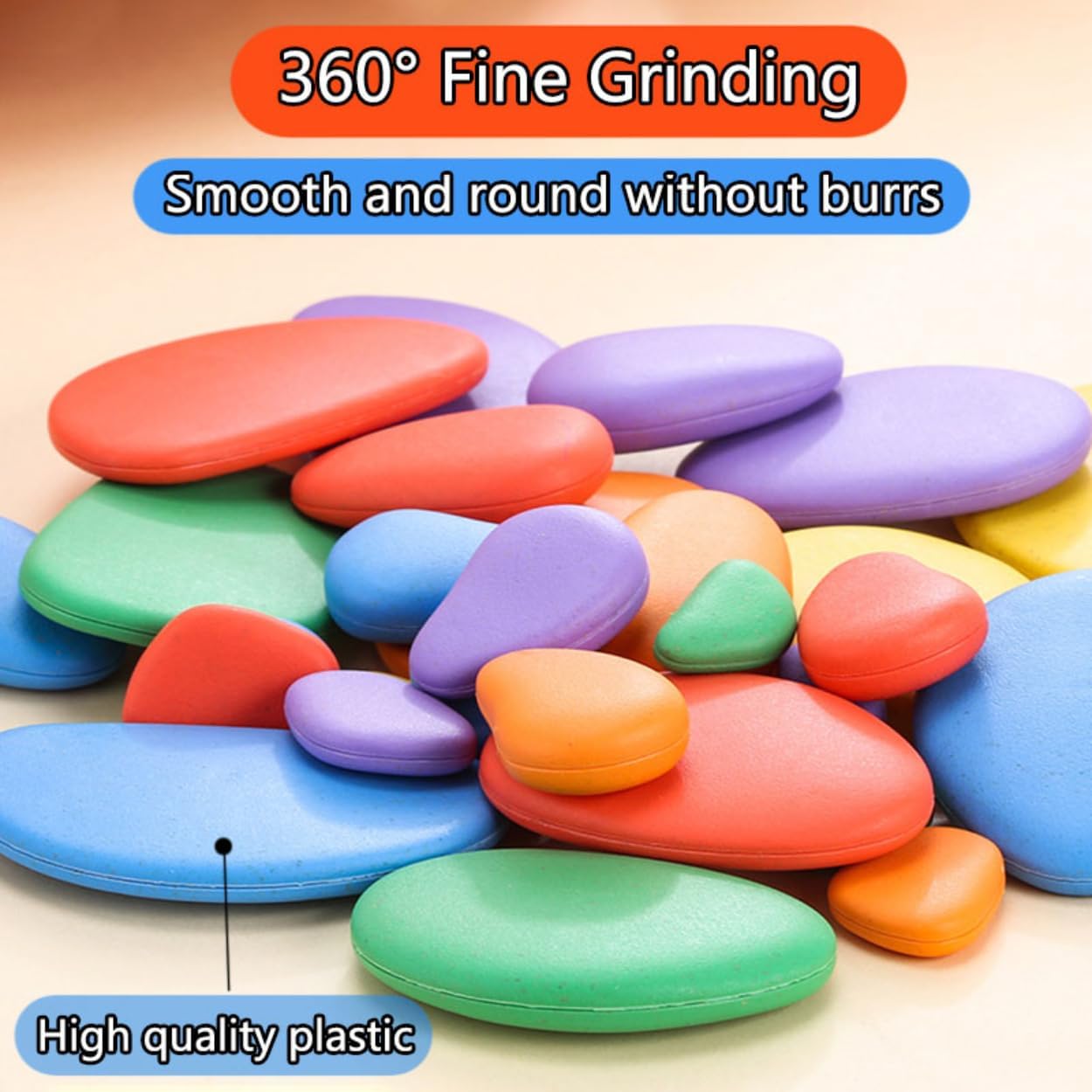 Children 3D Puzzle Montessori Colour Pebble Stacking Stone Painting Toys Colour Pebbles Logical Thinking Game Parish Painting Sensory Learning Toys Graphic Color Cognition (98PCS)