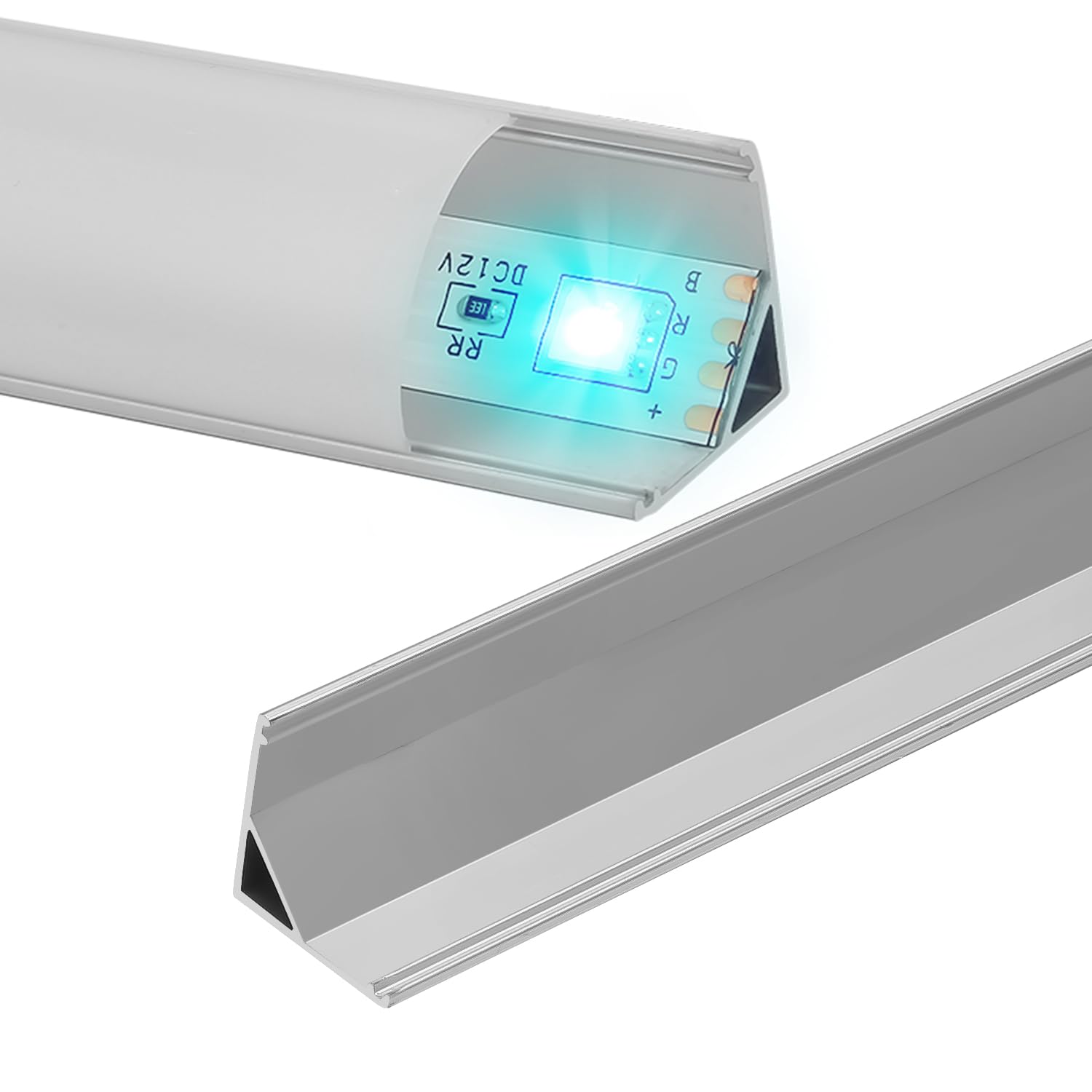 Fiqops 10 x 1m LED Profil Aluminium, V-Form LED Aluminium Profil für LED Stripes,Stripe(bis 11mm Breit),mit Endkappen und Montageclips,LED kanal für LED Streifen,LED Diffusor