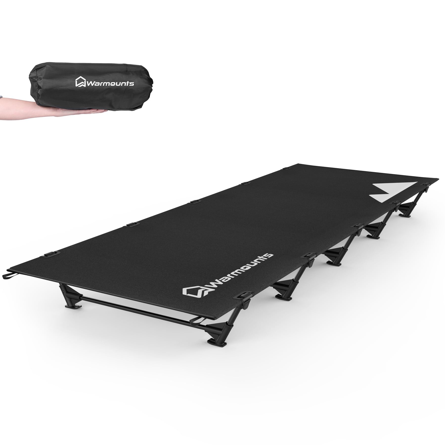 Ultralight Compact Camping Cot, 60s Easy Set-Up, 28'' Wide Surface, Supports 330lbs, 5 Stabilizers, Portable Folding Backpacking Cot w/Storage Bag for Outdoors and Home (Oxford Black)