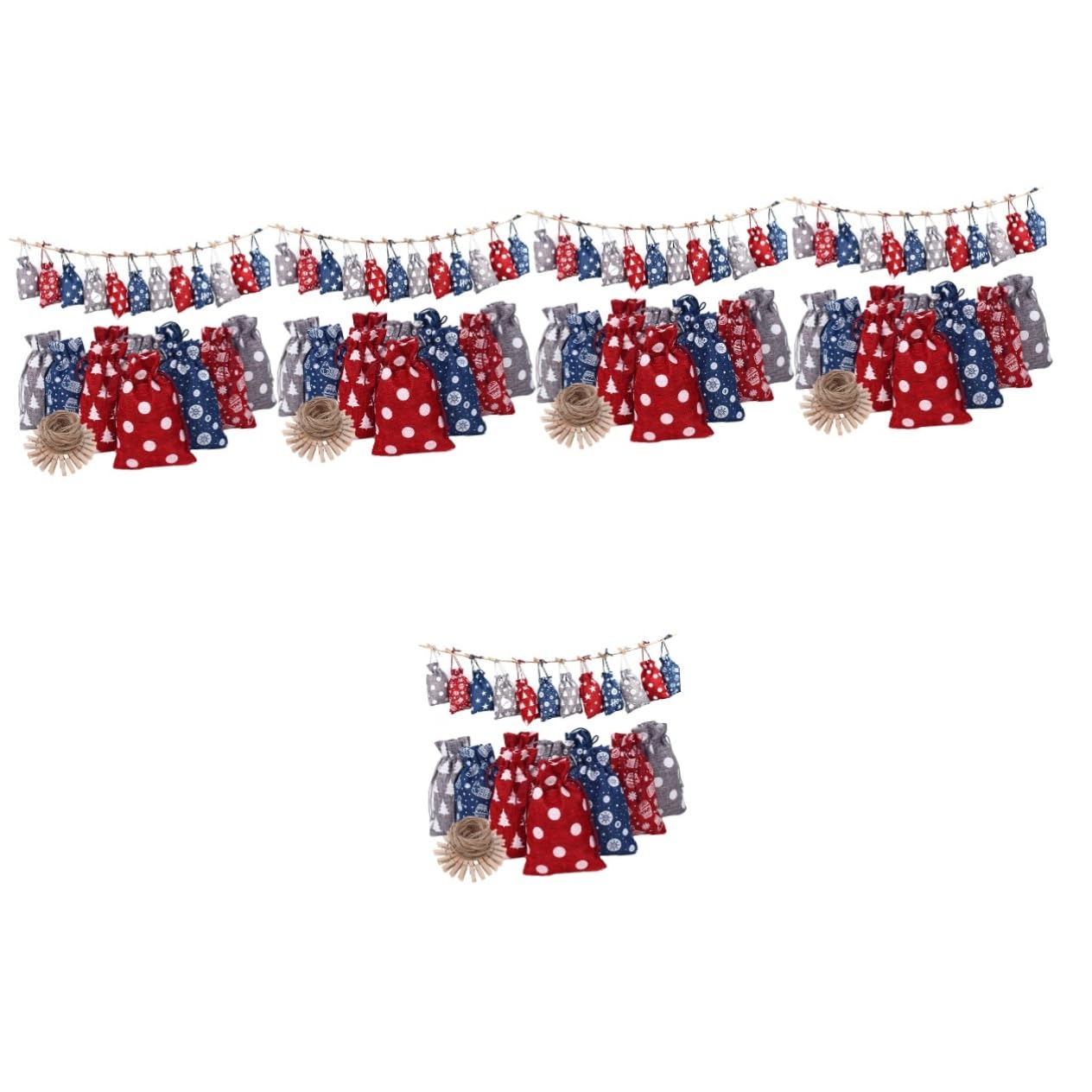 SOLUSTRE 5 Ensembles Calendrier De L'avent De Noël Pochettes d'emballage Calendriers De L'avent Suspendus en Toile De Jute Noël Sacs à Cordon Sacs d'emballage Coton