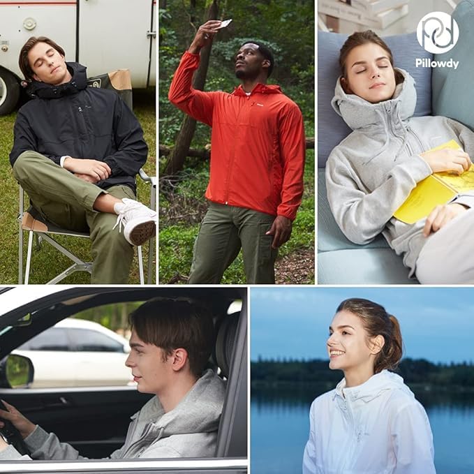 Full Zip Hoodie – Inflatable Built-in Travel Pillow – Comfortable Rest On-The-Go – Perfect for Airplane and Trips4