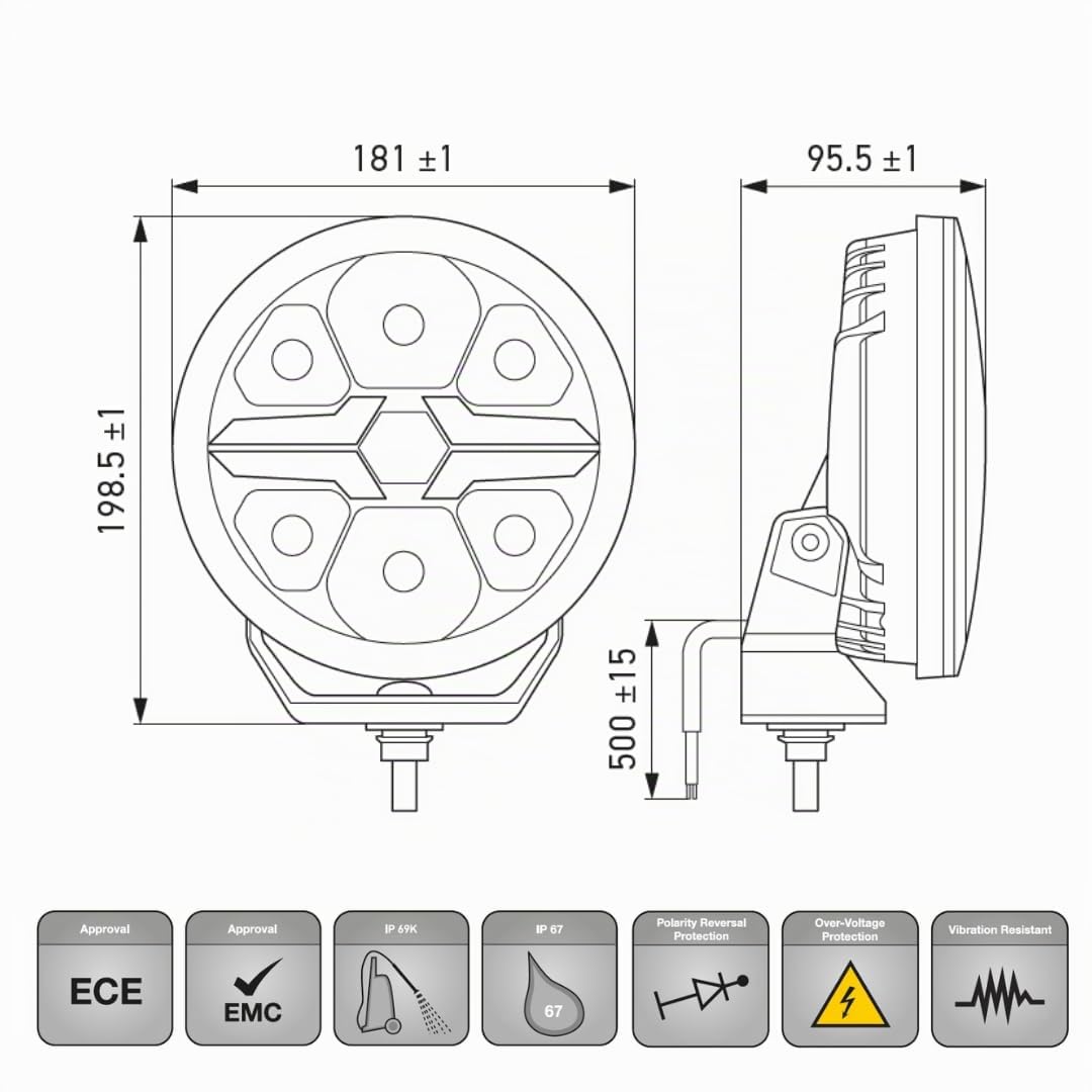 Hella LED-Faro de Carretera - Blade Chrom 7" - 12/24V - Redondo