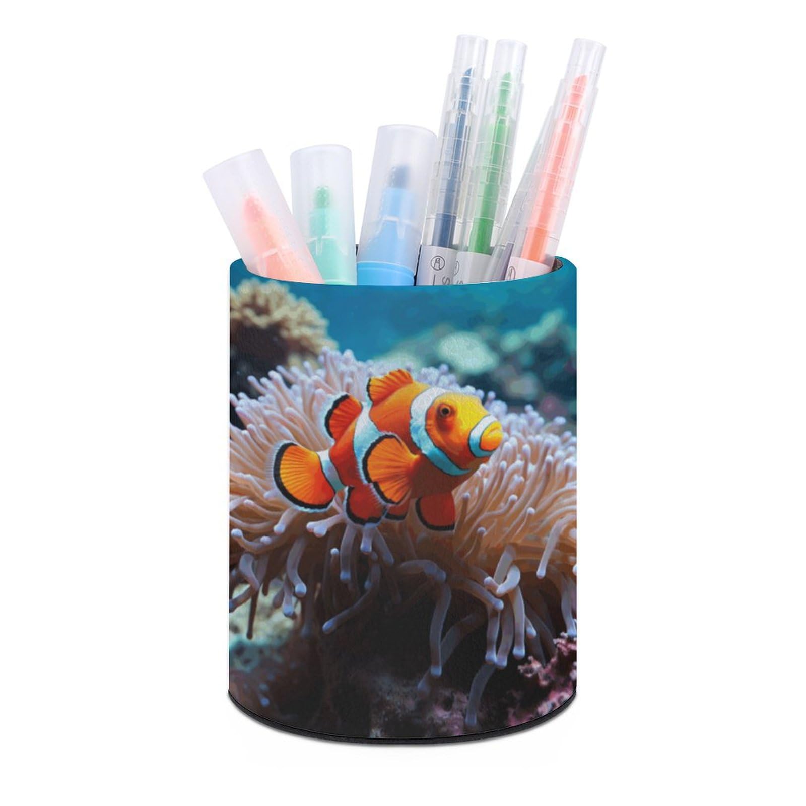 JTREHY - Round Pen Holder Clown Fish Design Storage Box for Home Office Dresser