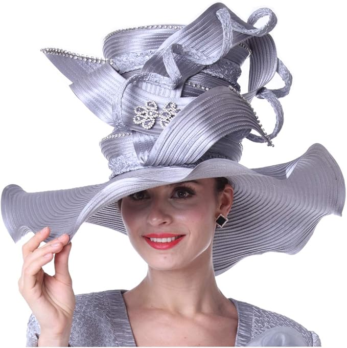 Amazon Koola Hat レディース 教会 ケンタッキー ダービー 幅広つば ウェディング カクテル パーティーハット Us サイズ Large カラー グレー 帽子 通販