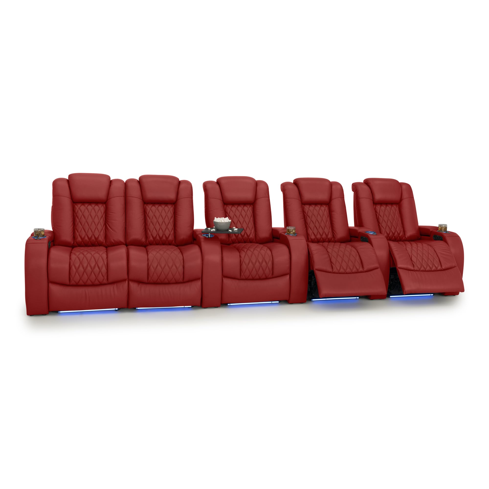 Seatcraft Diamante Home Theater Seating Red Row of 5 Left Loveseat