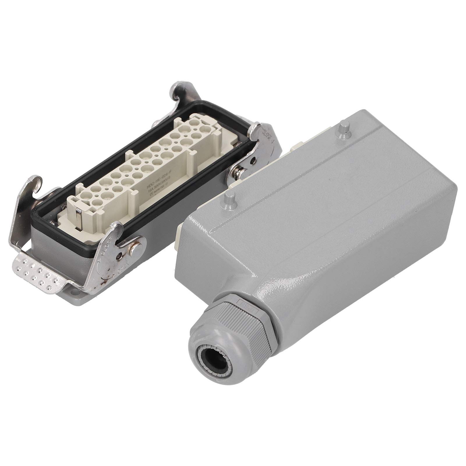 Conectores de Alta Resistencia 500 V 24 Contactos Conector Industrial para Equipos Exteriores Latón Plateado Enchufe Lateral Industrial Resistente para Aplicaciones Industriales