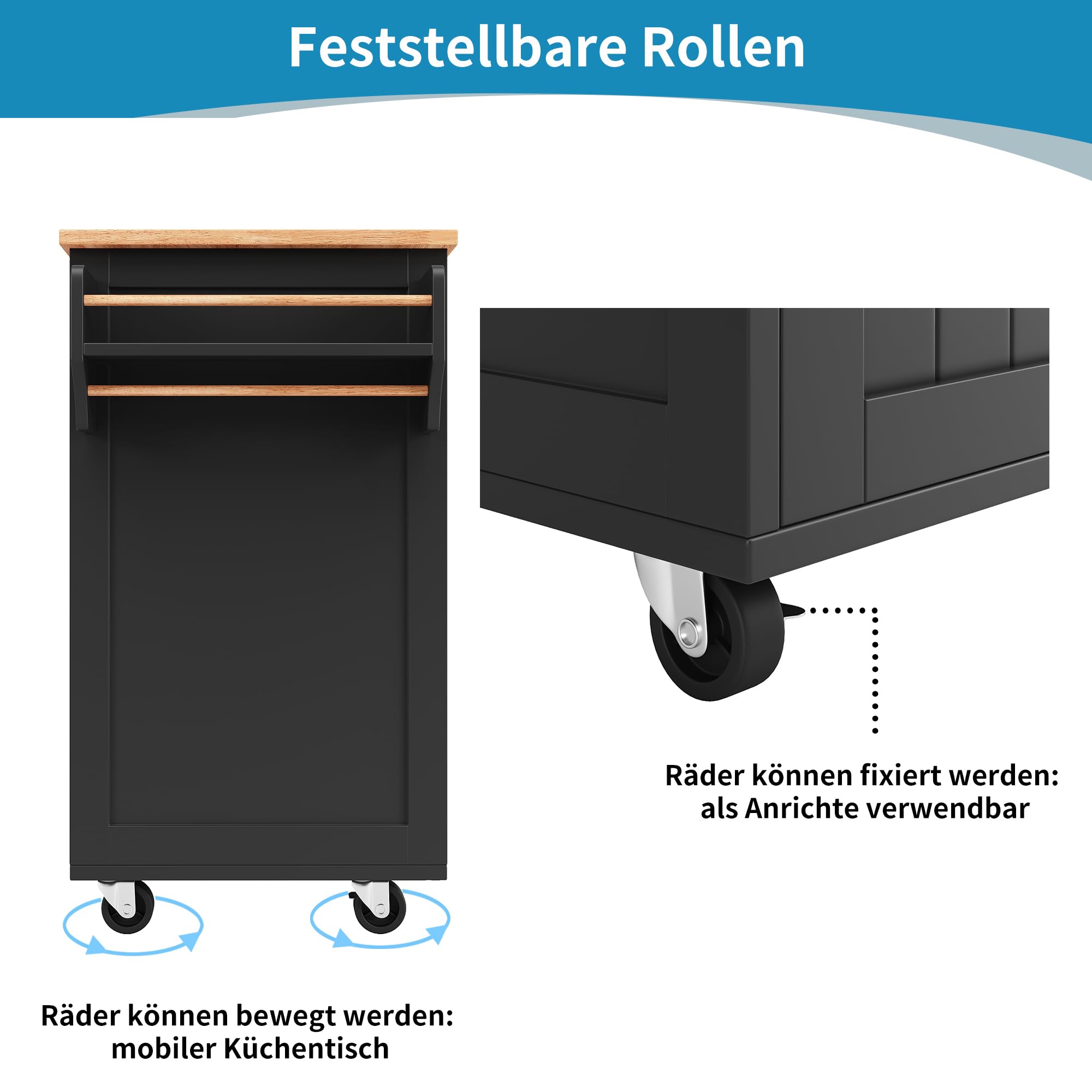 Nowoczesna wyspa kuchenna (102×45×92 cm), szafka kuchenna, wózek do przechowywania z drewnianą fakturą, kredens bufetowy, wielofunkcyjny stół jadalny z przestrzenią do przechowywania, kolor