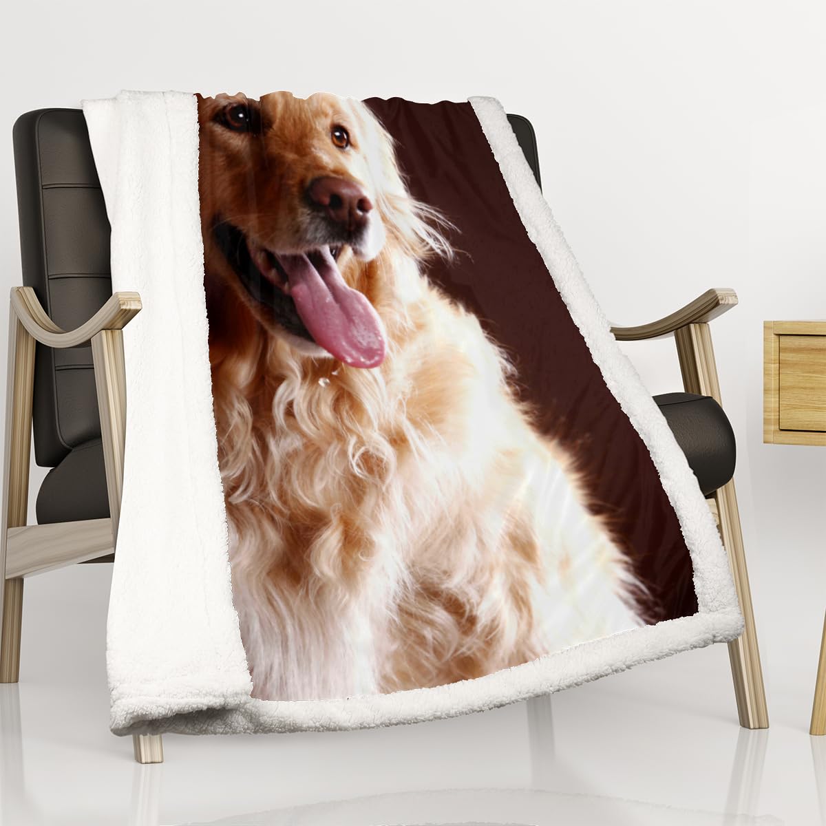 Coperta Personalizzata Golden Retriever Per Bambini E Adulti - Flanella Morbida 76x101 Cm - Regalo Con Nome