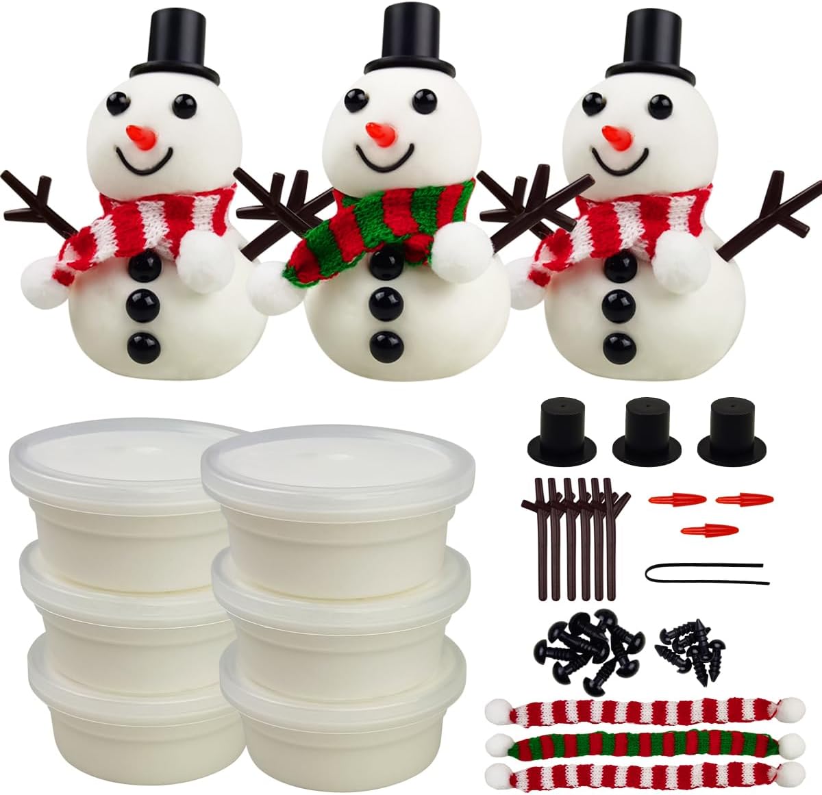 QINGQIU DIY Your Own Snowman Kit Molding Clay Build a Snowman Crafts Toy for Kids Boys Girls Christmas Stocking Stuffers Gifts