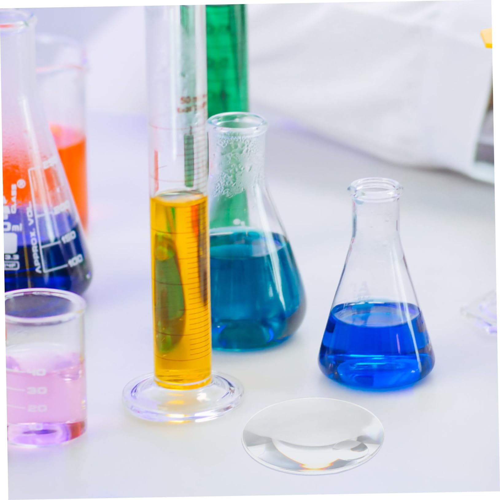 FUNOMOCYA Convex Lens Physics Experiment Kit 90mm Double Convex Glass Lens Optics Teaching Tool for Science Classrooms