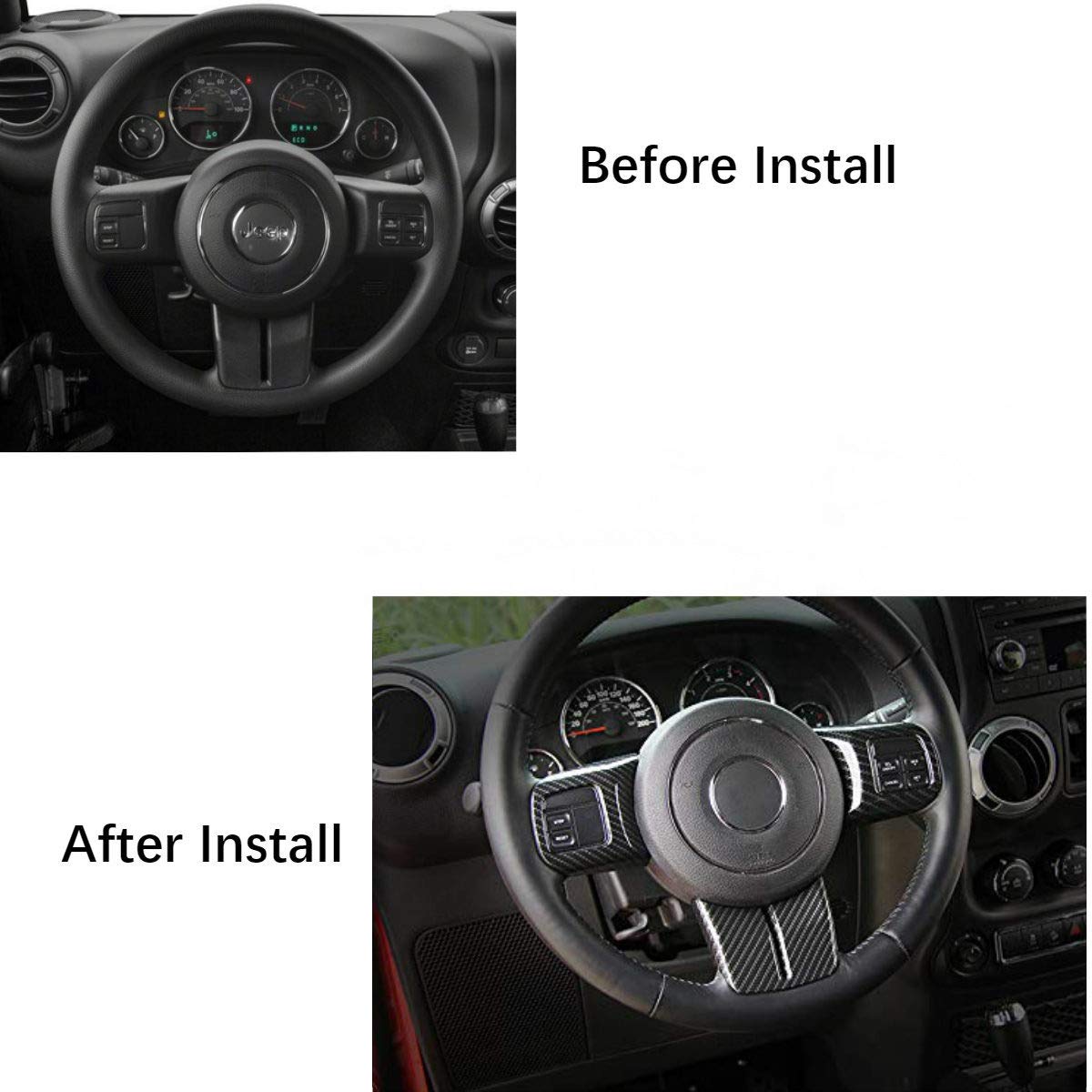 JeCar Interior Steering Wheel Decoration Trim Kits For Jeep Wrangler