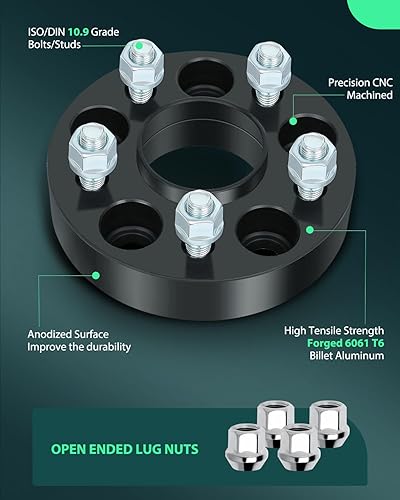 Miniatura 3 de SCITOO 4 espaciadores de rueda de 5 x 108 de 1.25 pulgadas de diámetro de 2.496 in de 12 x 1.5 y 5 lengüetas para Lincoln Corsair 2020-2022, para