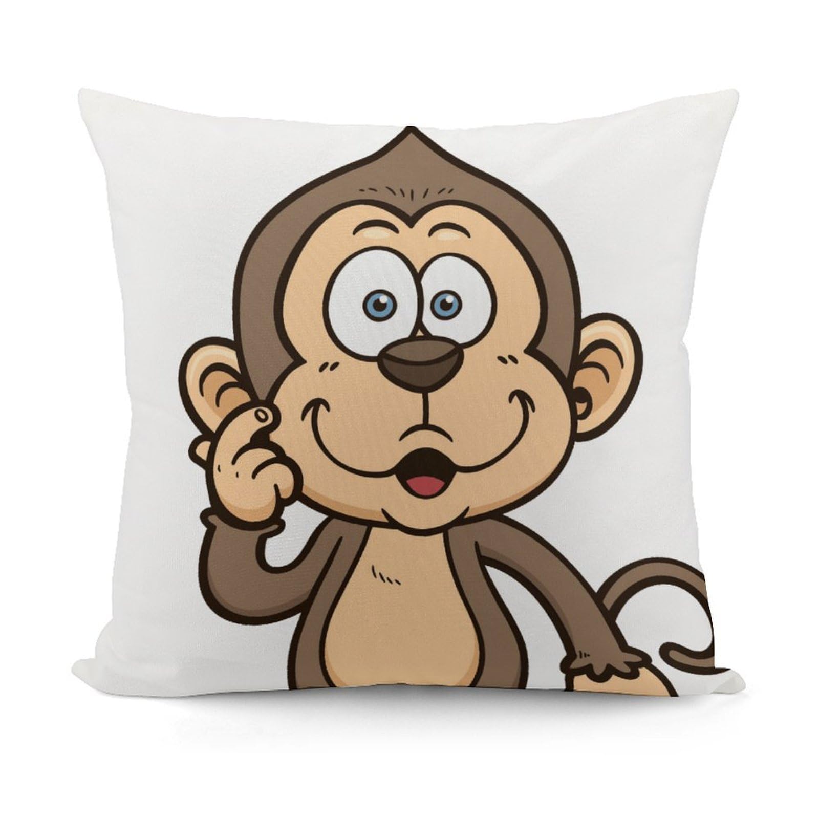 FekiLoot Monkey Plush Cushion Covers, Double-Sided Throw Pillow Covers with Invisible Zipper, Comfortable Soft Square Cushion Cases for Sofa Bedroom Living Room 18x18 Inch (45x45cm)