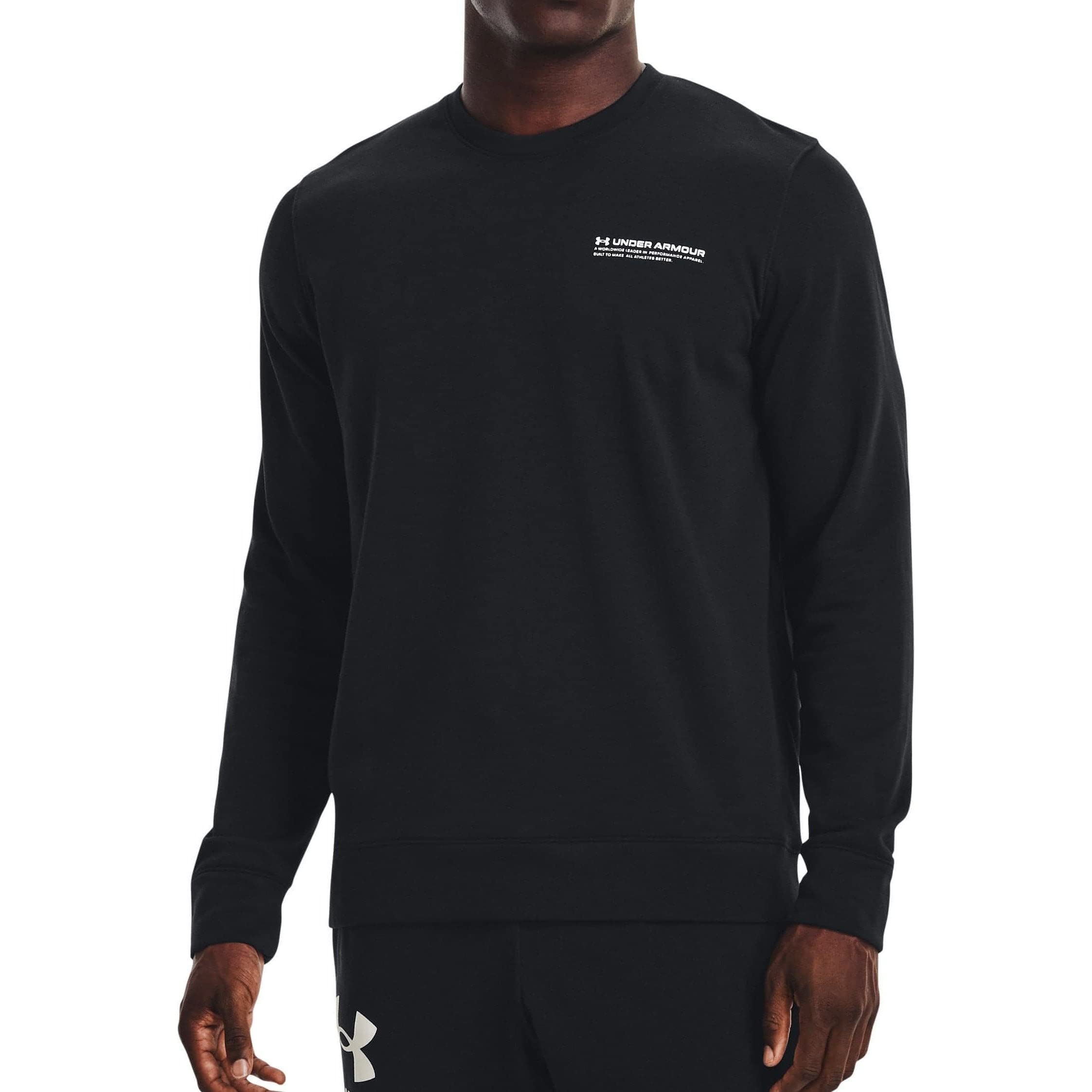 Under Armour Men's Rival Terry Logo Crew Neck Sweatshirt, (001) Black / / Onyx White, M