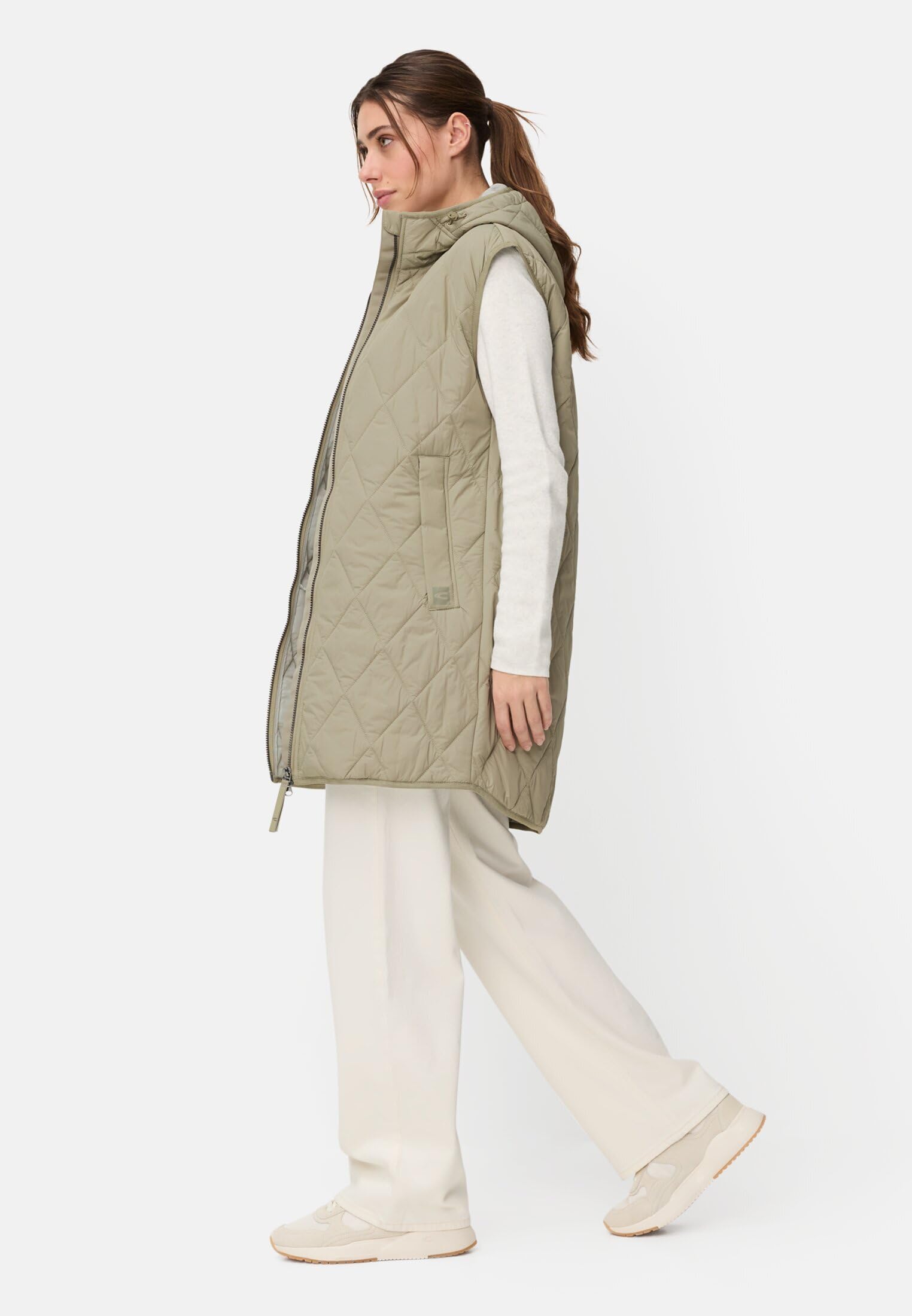 camel active Damen Lange Weste mit Kapuze