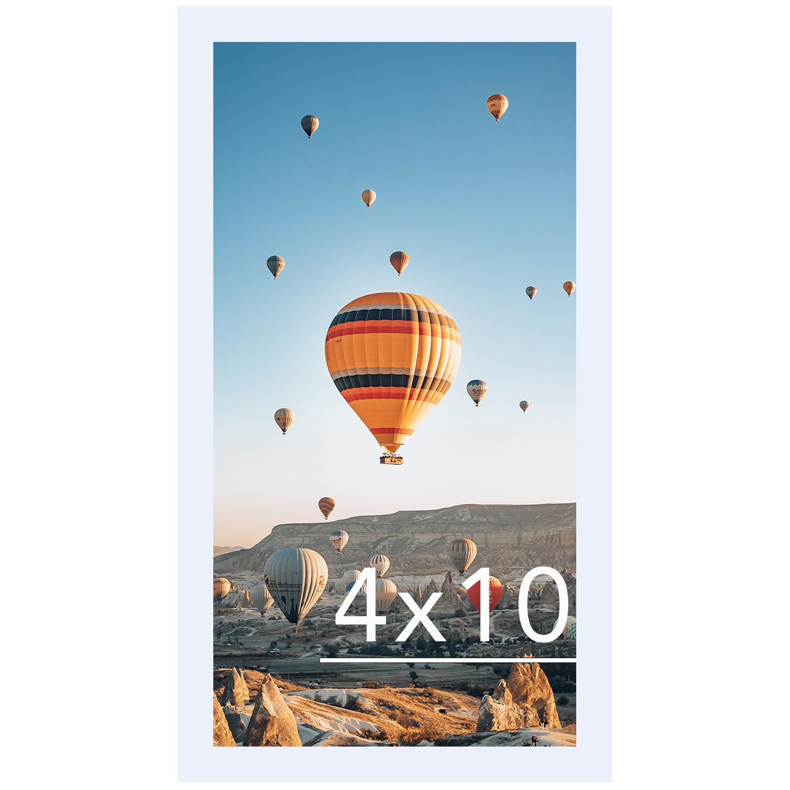 JCJMY 4x10 Picture Frame White for Wall Hanging or Tabletop, Wall Mounting Horizontally or Vertically, 4 x 10 Wall Gallery Poster Photo Frame with Shatter Resistant Plexiglass, White