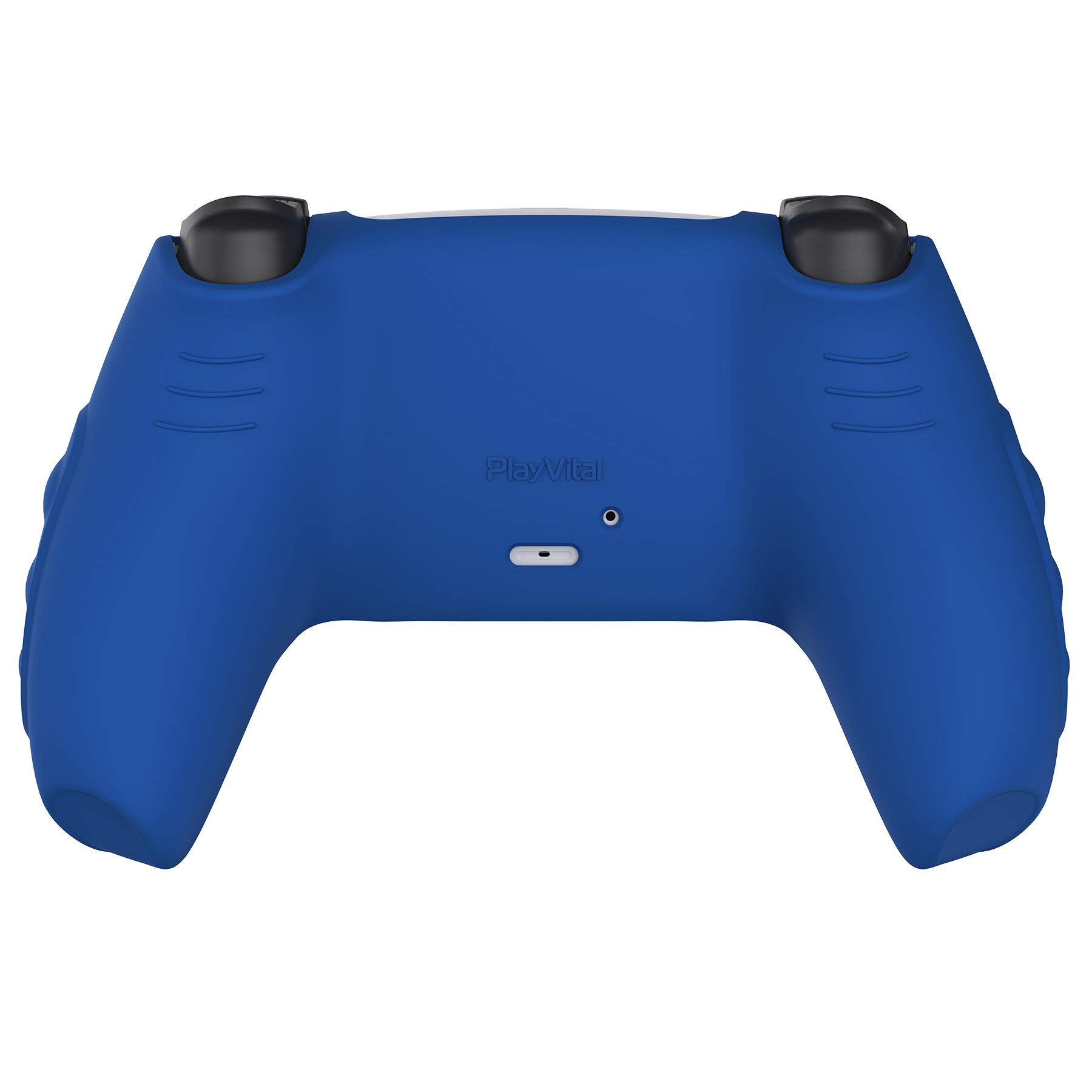 playvital Knight Edition Blue & Black Two Tone Anti-Slip Silicone Cover Skin for ps5 Controller, Soft Rubber Case for ps5 Wireless Controller with Thumb Grip Caps — view 9