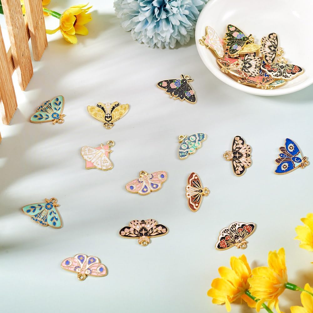 Assorted Butterfly Bee Enamel Alloy Charms Gold Insect Pendants Flower Garden Honeybee Cute Elf Butterfly Bee Charms for DIY Necklace Bracelet Earring Jewelry Making Home Christmas Party Decor - Image 5